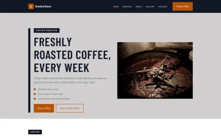Website para torrefação de café