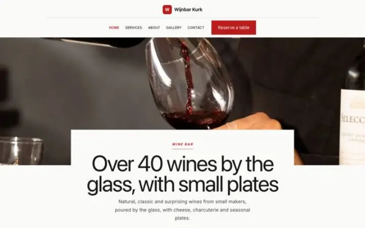 Website para bar de vinhos