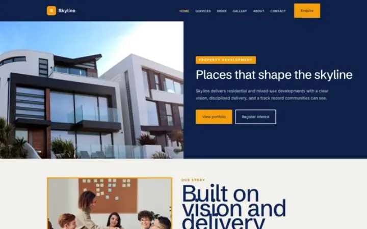 Exemplo do tema Skyline para promoção imobiliária
