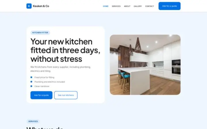 Website para montagem de cozinhas