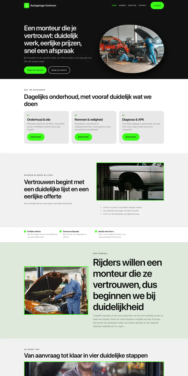 Exemplo de um website para oficina auto