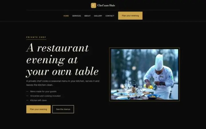 Website para chef privado