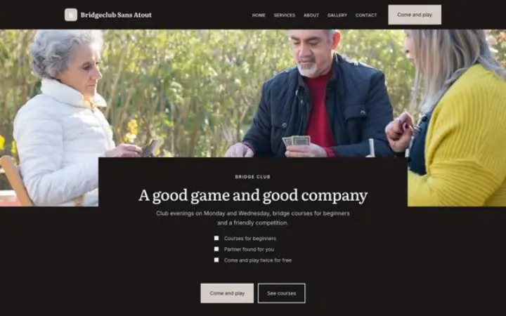 Website para clube de bridge