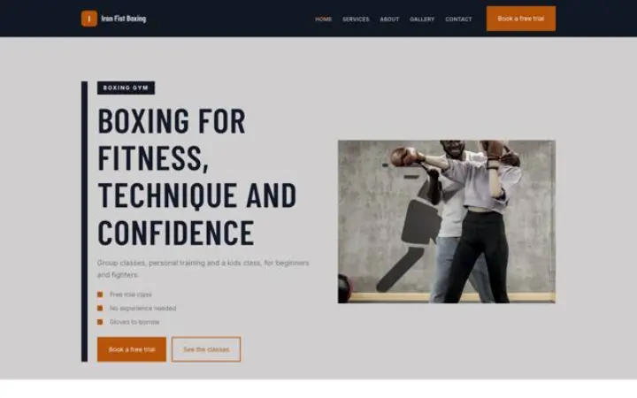 Website para ginásio de boxe