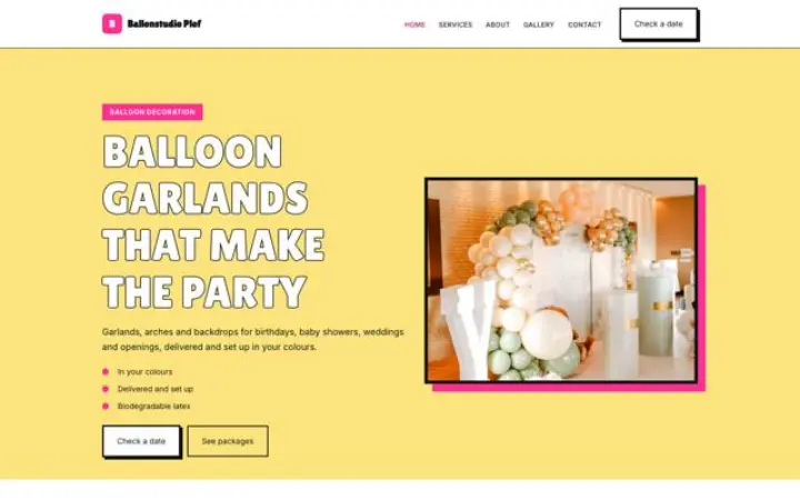 Website para decoração com balões