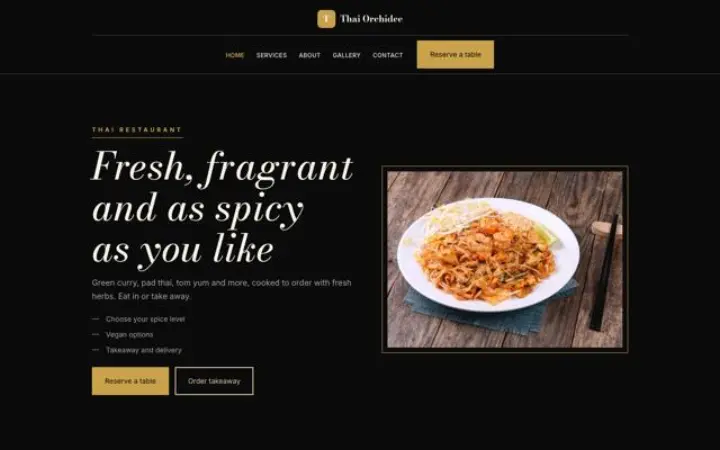 Website para restaurante tailandês