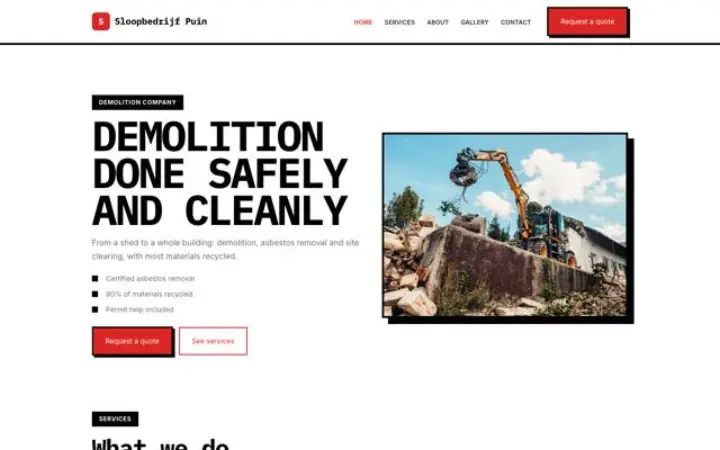 Website para empresa de demolições
