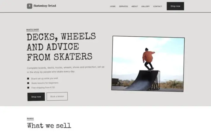 Website para skate shop
