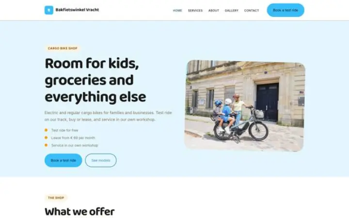 Website para loja de bicicletas de carga