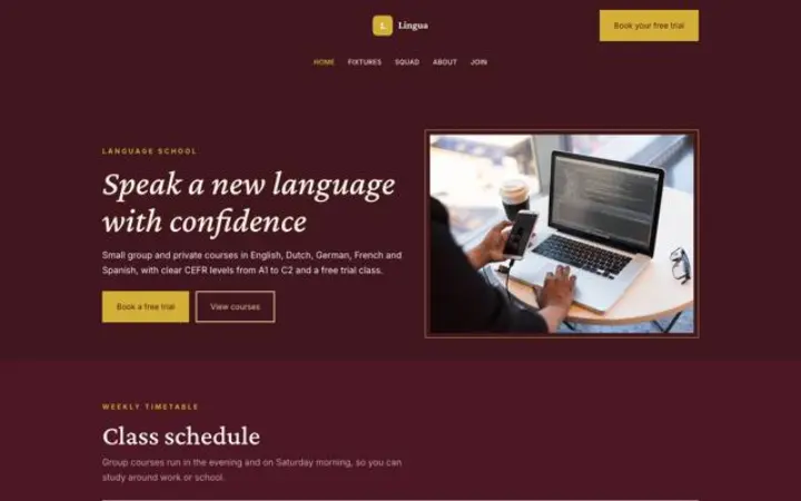 Website para escola de línguas
