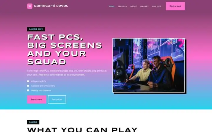Website para gaming café