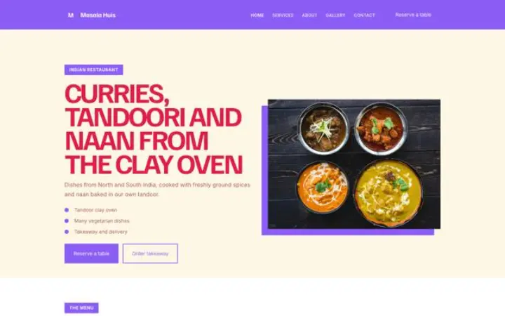 Website para restaurante indiano