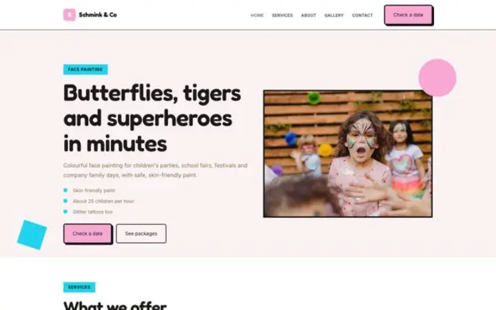 Website para pinturas faciais