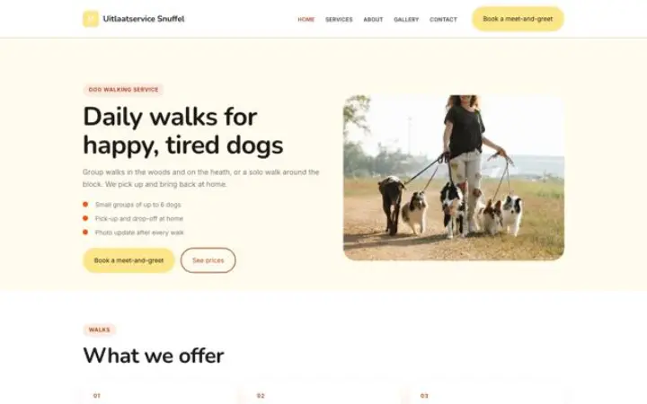 Website para passeios para cães
