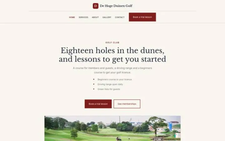 Website para clube de golfe