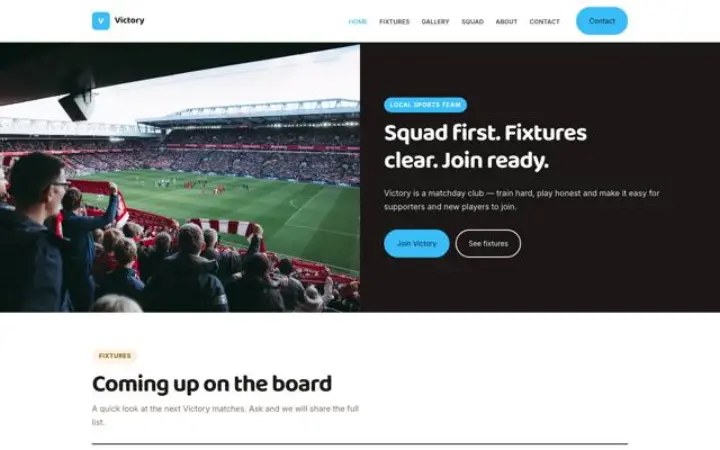 Website para equipa desportiva