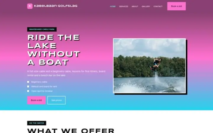 Exemplo do tema Kabelbaan Golfslag para cable park de wakeboard