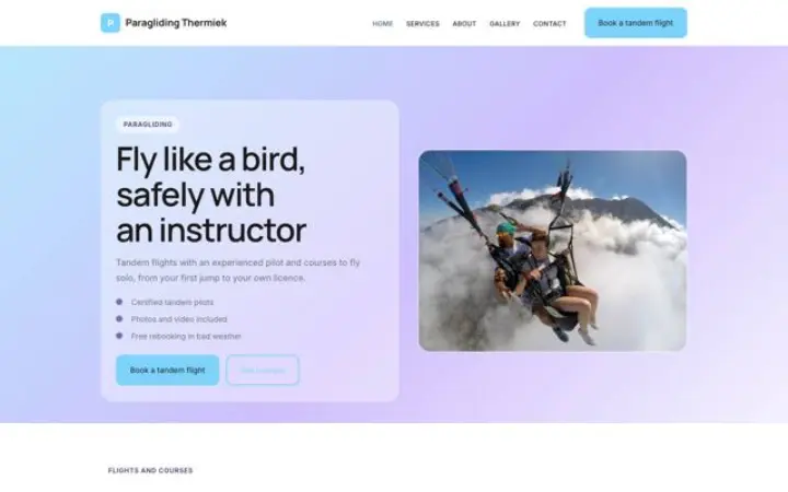 Website para escola de parapente