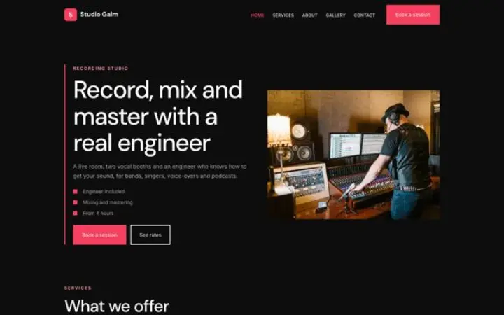 Website para estúdio de gravação