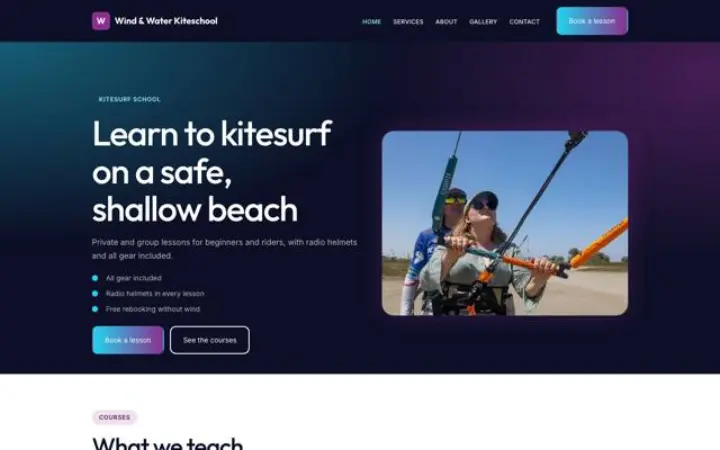 Website para escola de kitesurf