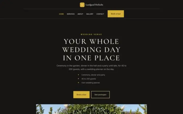 Website para espaço para casamentos
