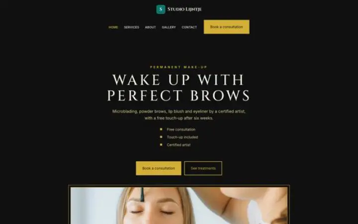 Website para estúdio de maquilhagem permanente