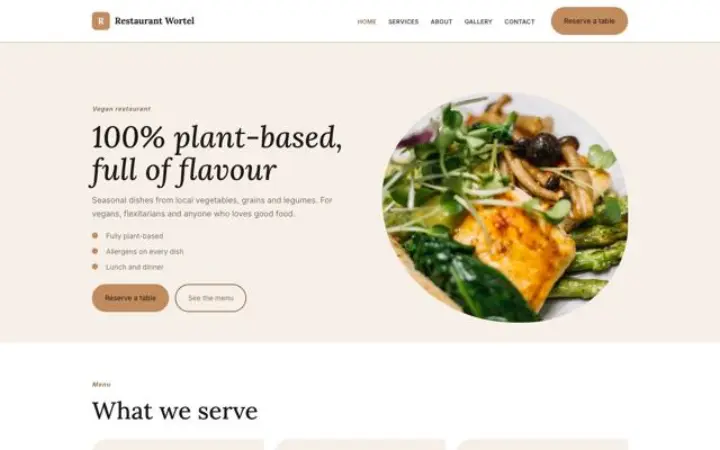 Website para restaurante vegan