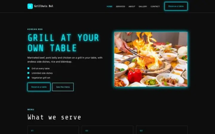 Website para churrasco coreano