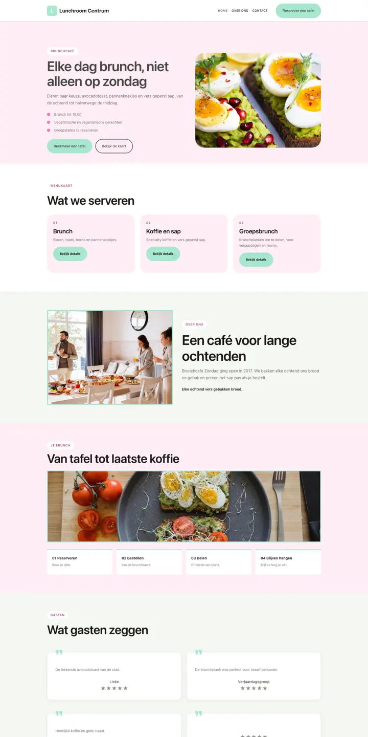 Exemplo de um website para casa de brunch