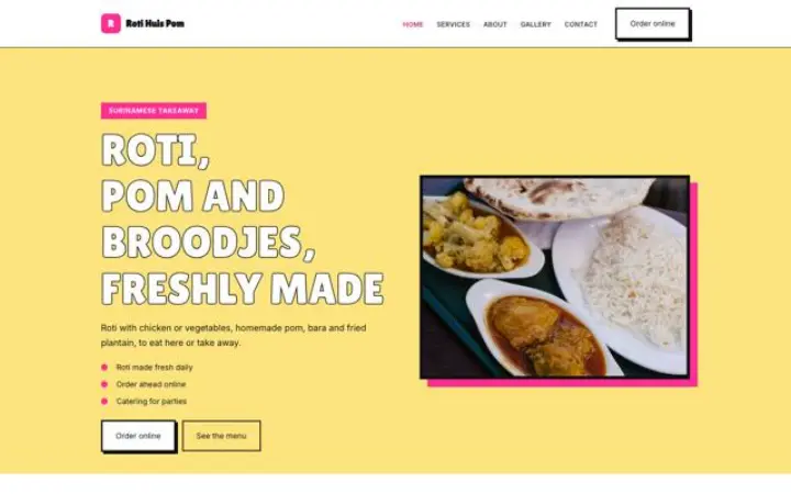 Website para take-away surinamês