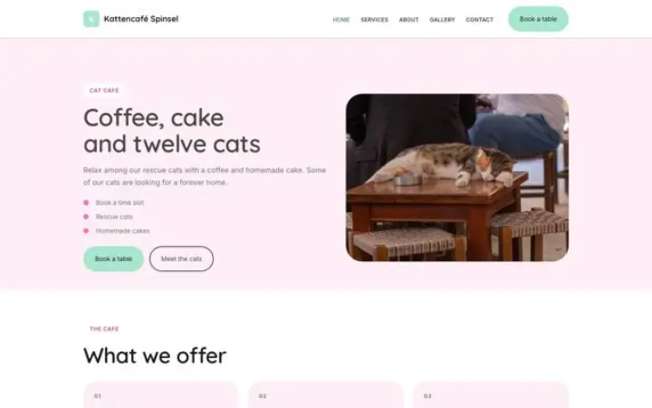 Website para café de gatos