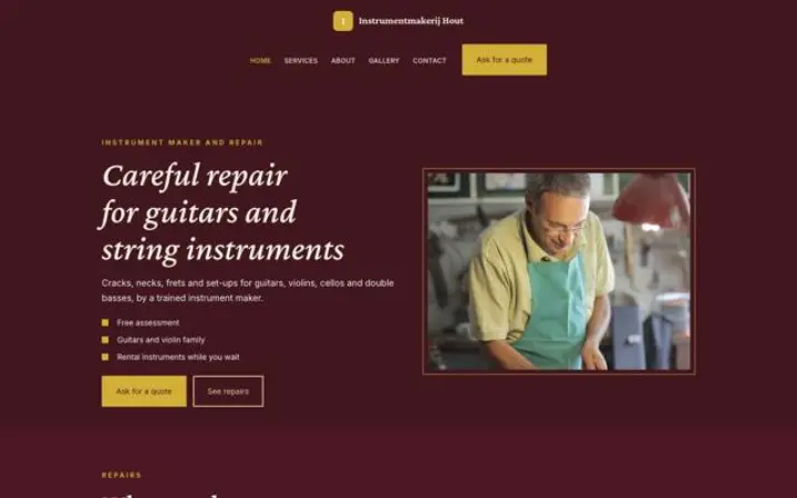 Website para reparação de instrumentos