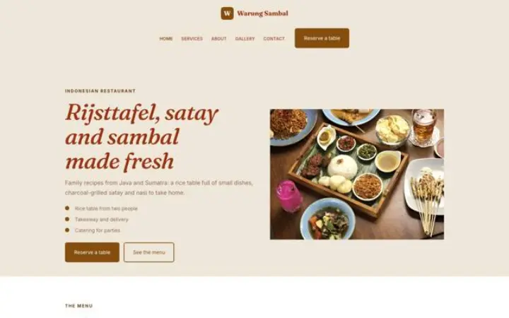 Website para restaurante indonésio