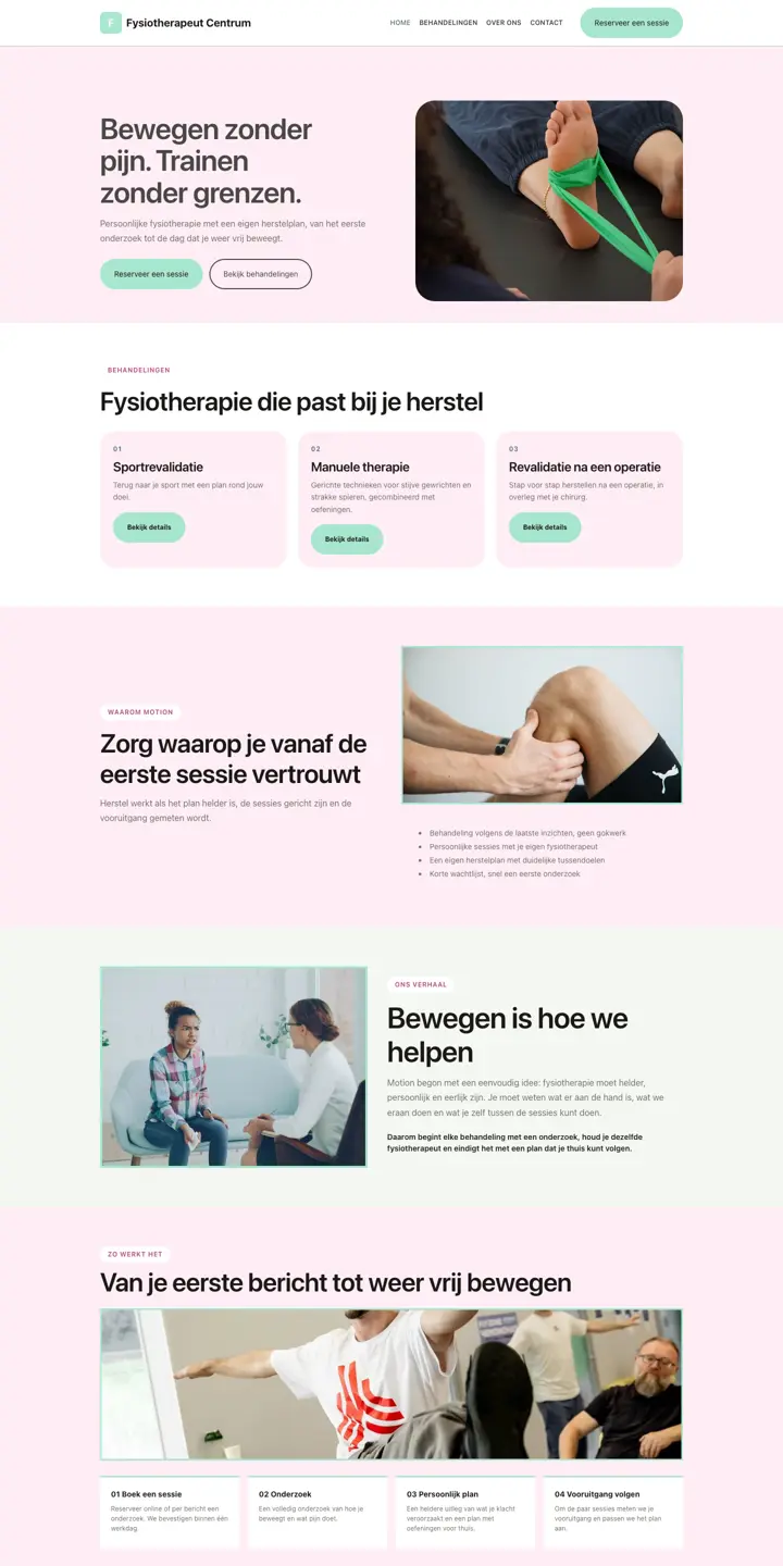 Exemplo de um website para fisioterapeuta