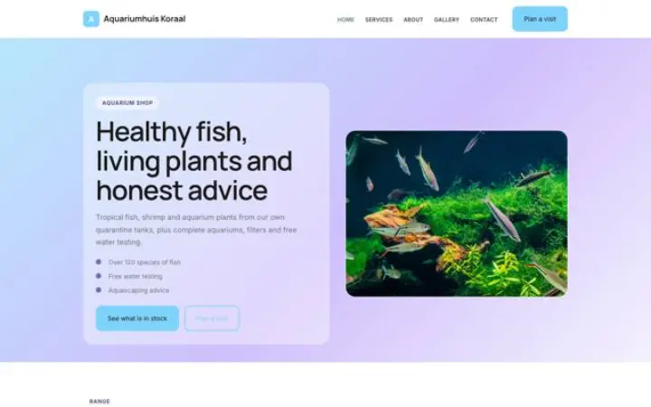 Website para loja de aquários